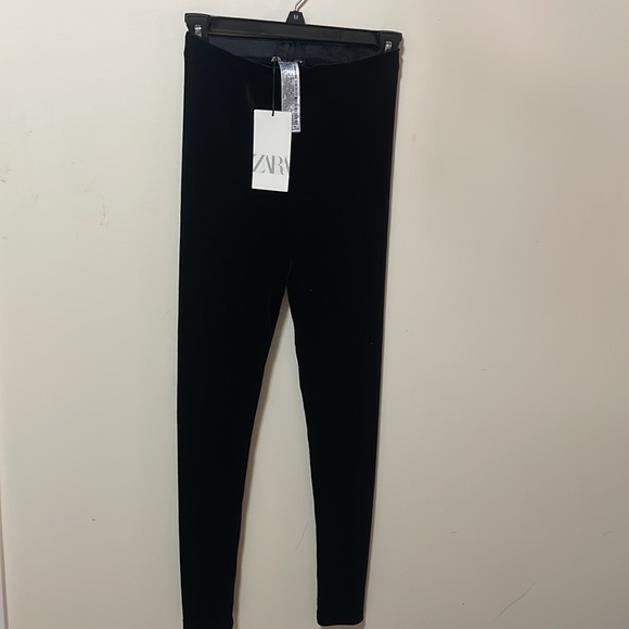 Zara black velvet leggings - Picture 3 of 11